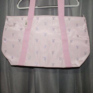 NWT Victoria's Secret Large Pink Striped Shine Logo Tote Bag